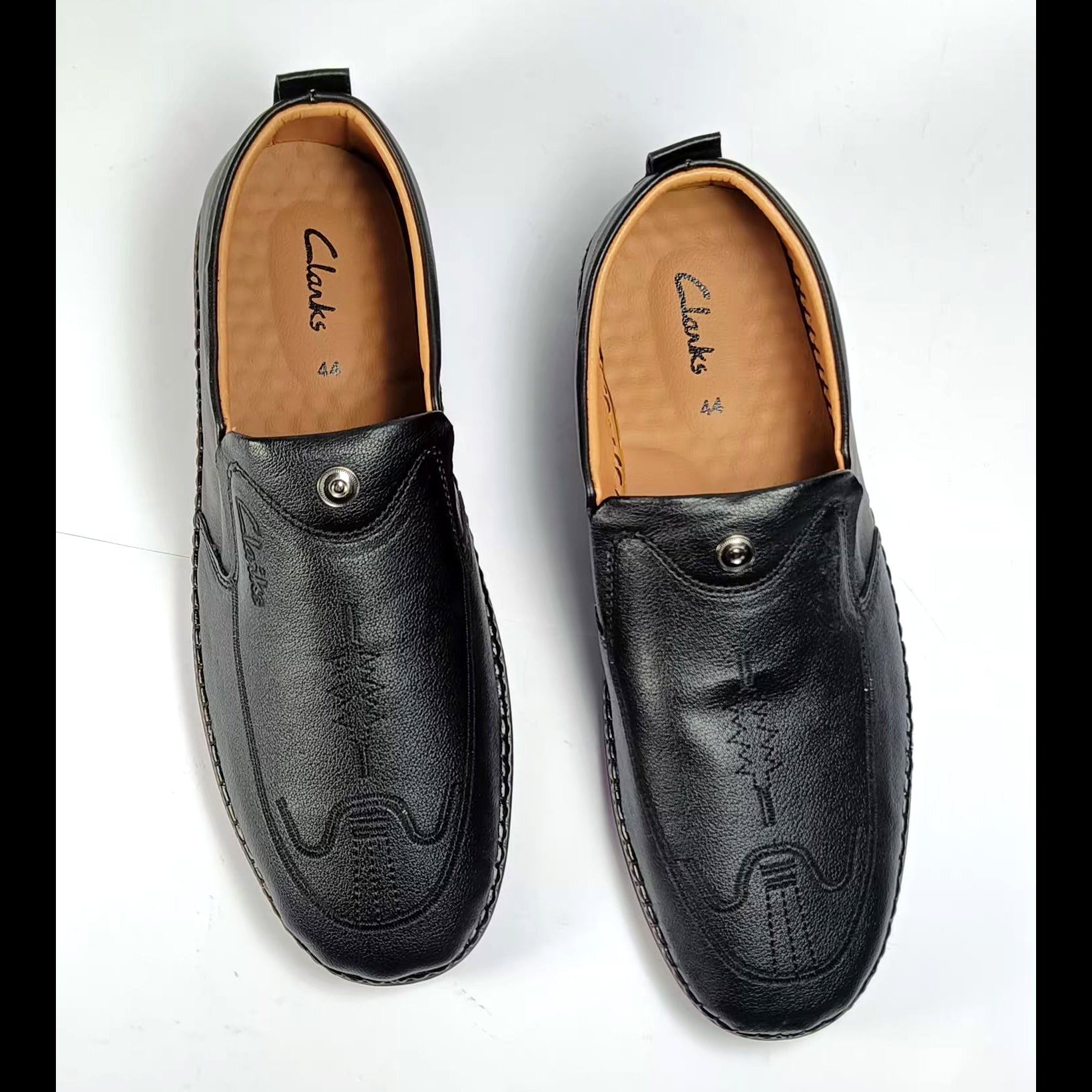 SP-2717 synthetic black leather shoes